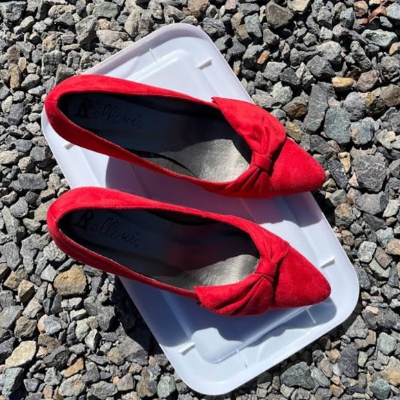 Bellini Red Suede Heels with Bow - Picture 3 of 7